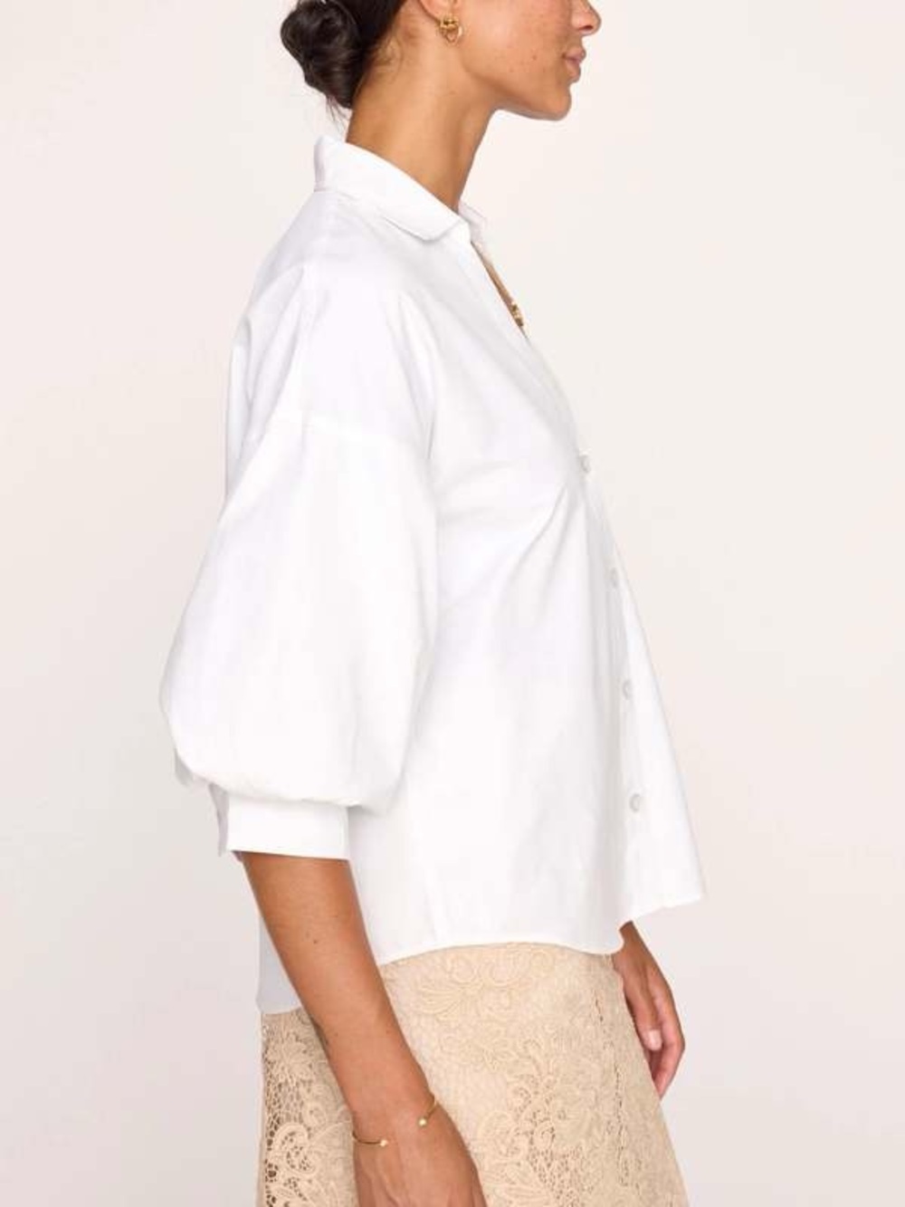 NEW Brochu Walker Kate Shirt Salt White Button Down Balloon Sleeve Blouse - Picture 15 of 16